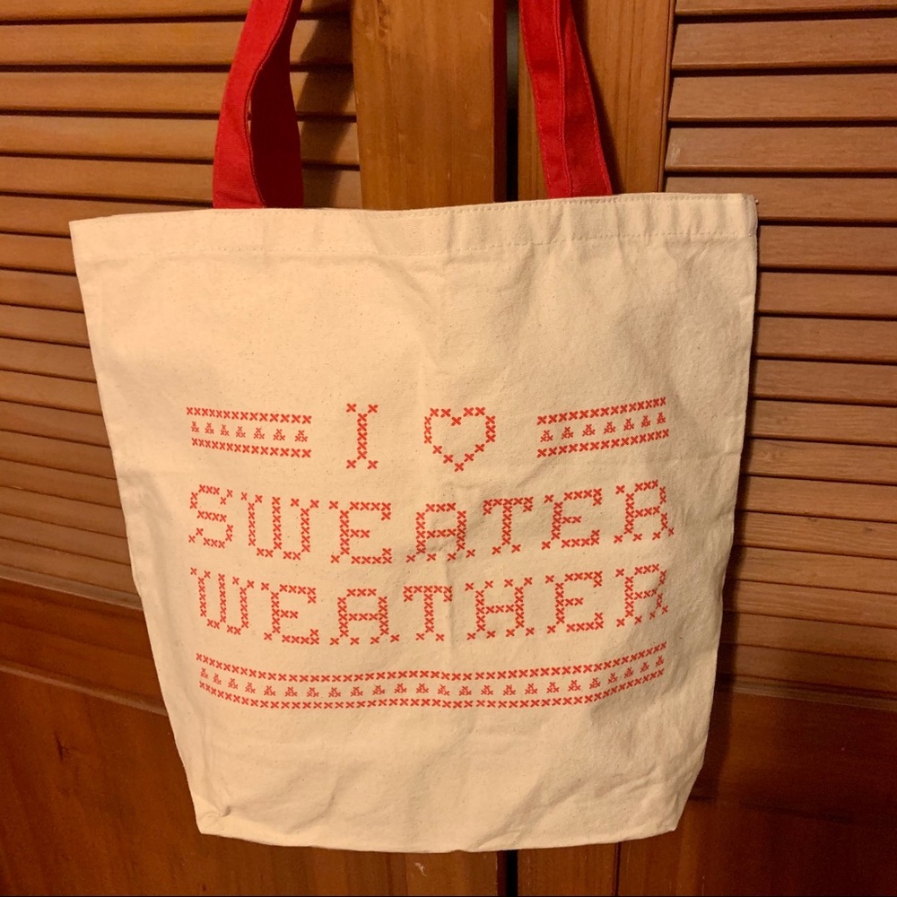 Large “Sweater Weather” Canvas Tote! NWOT